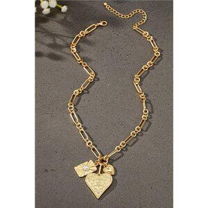 3 heart charm cluster necklace